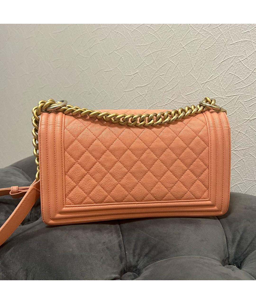 CHANEL Коралловая кожаная сумка через плечо, фото 3