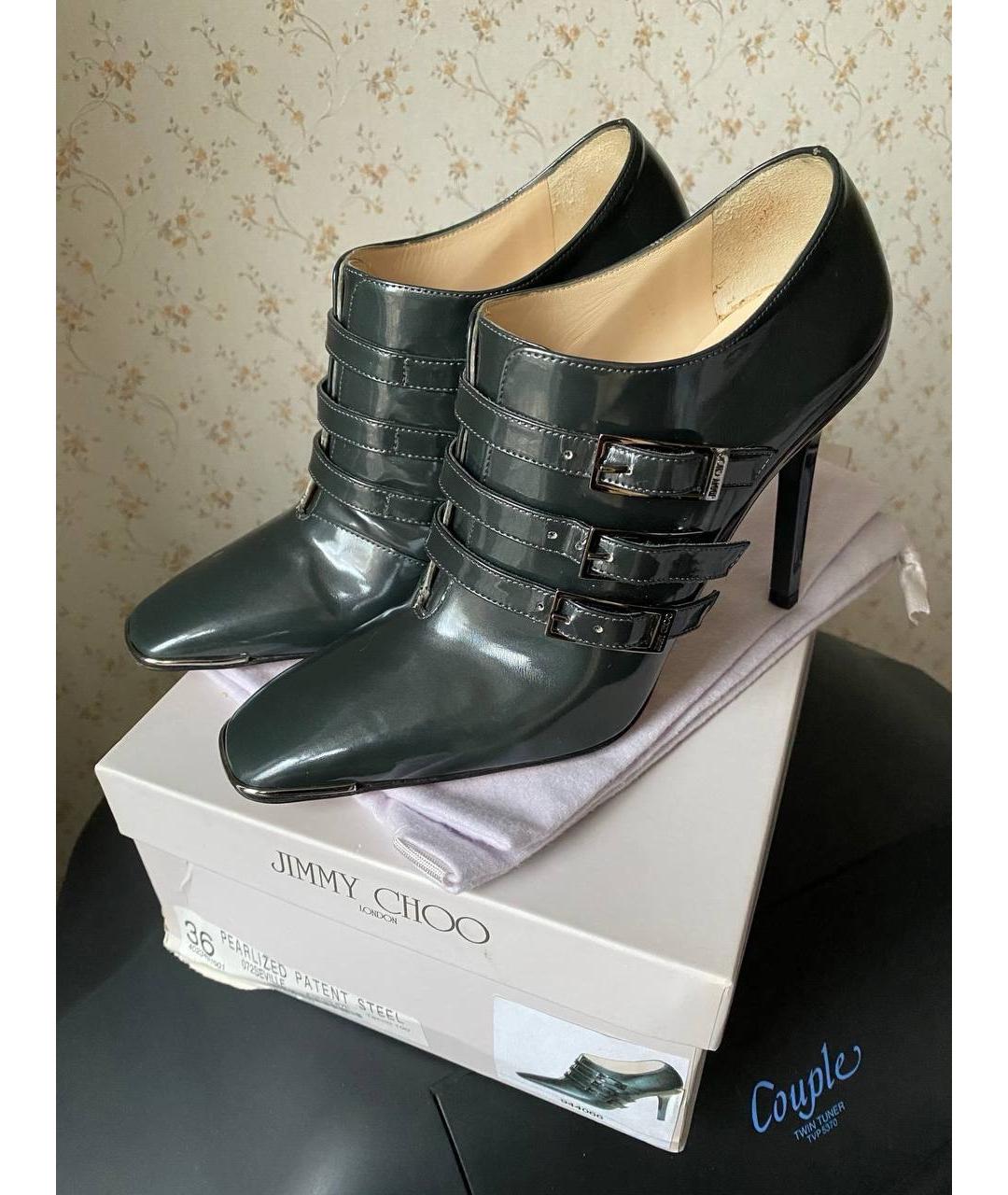 JIMMY CHOO Зеленые ботильоны из лакированной кожи, фото 2