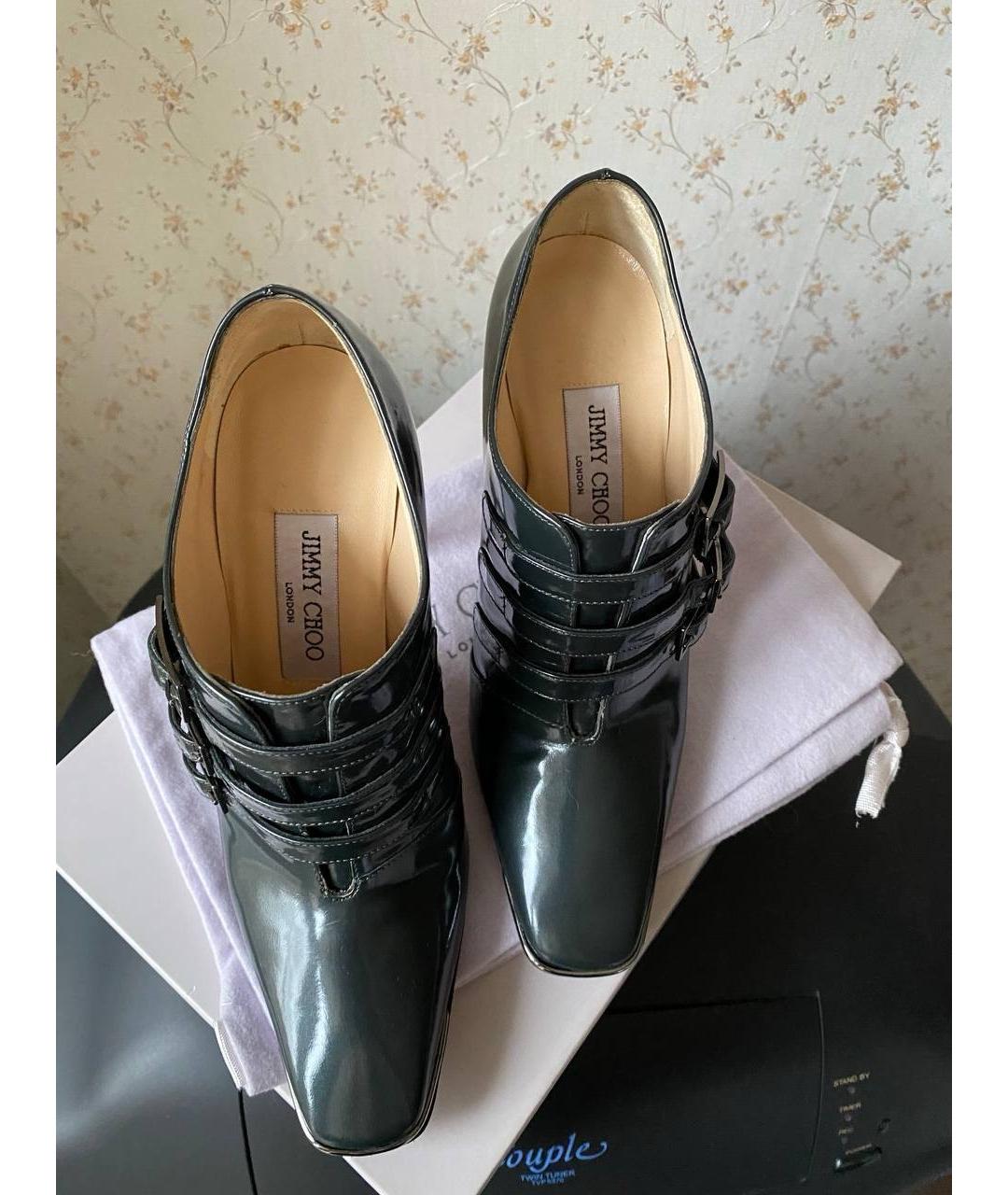 JIMMY CHOO Зеленые ботильоны из лакированной кожи, фото 4