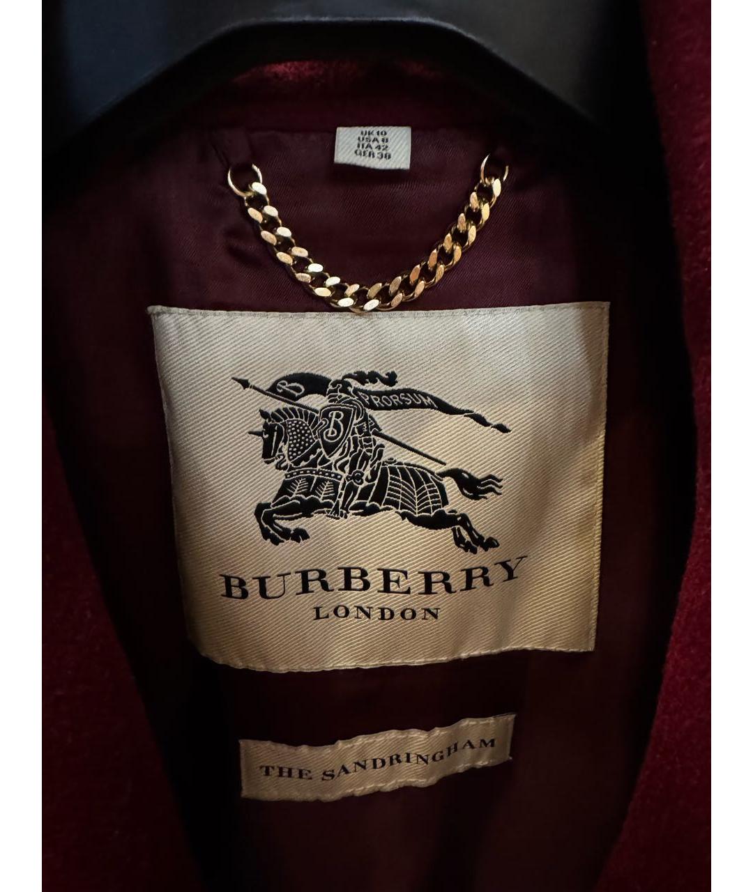 BURBERRY Бордовое кашемировое пальто, фото 3