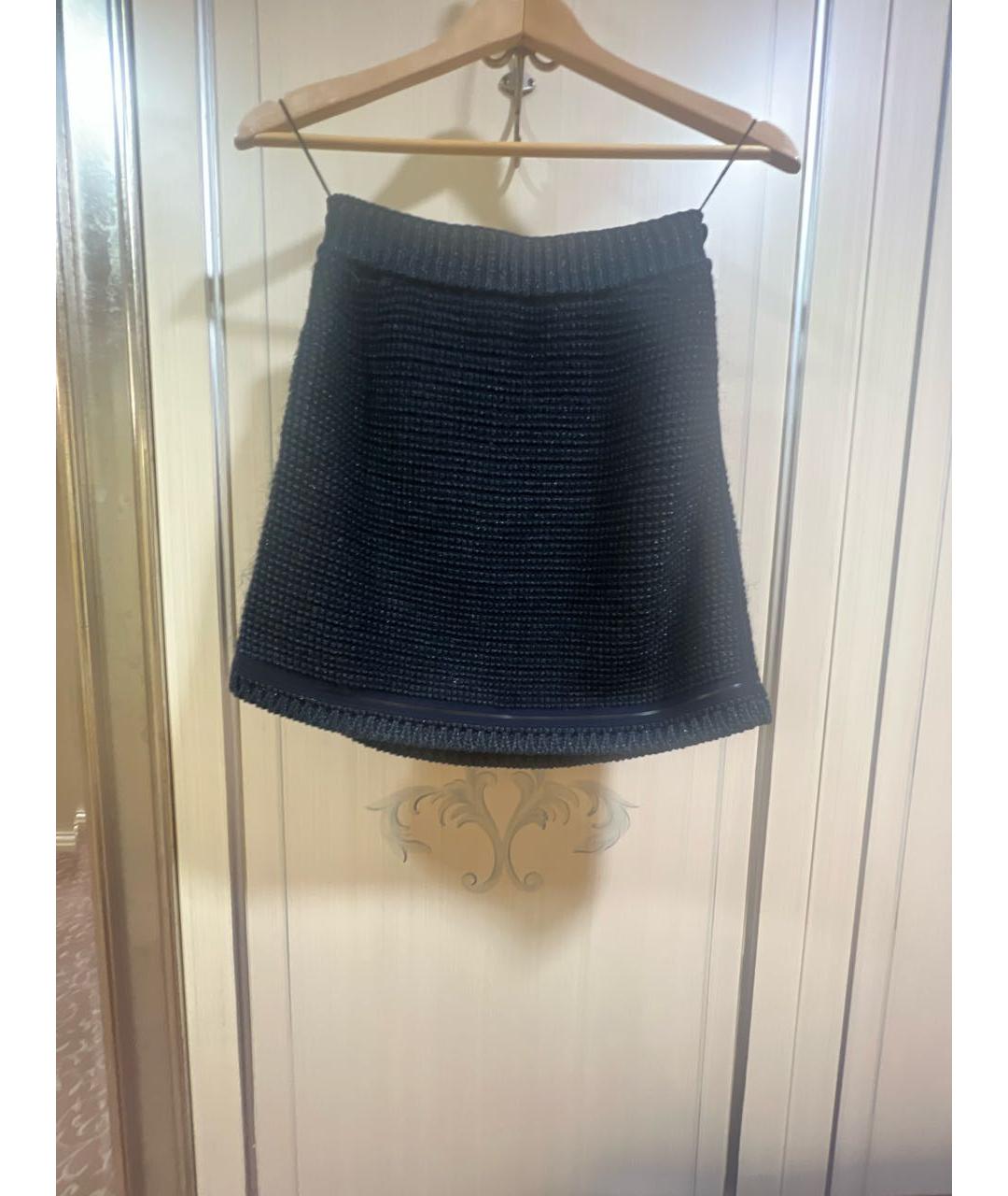CHANEL Темно-синяя полиамидовая юбка мини, фото 2