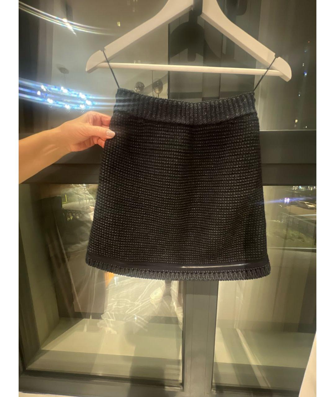 CHANEL Темно-синяя полиамидовая юбка мини, фото 2