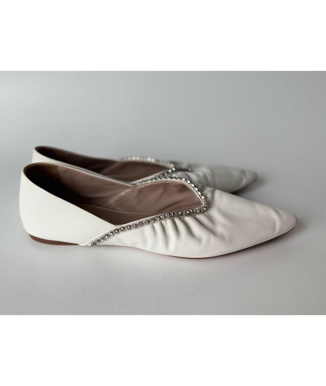 MIU MIU Белые кожаные балетки, фото 9