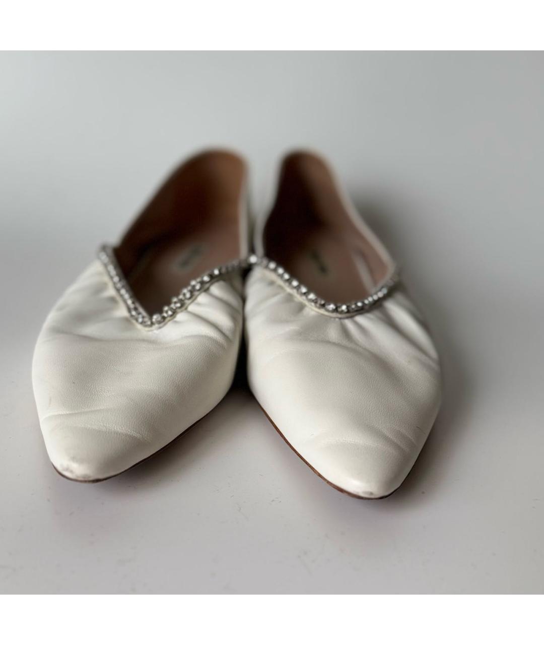MIU MIU Белые кожаные балетки, фото 8