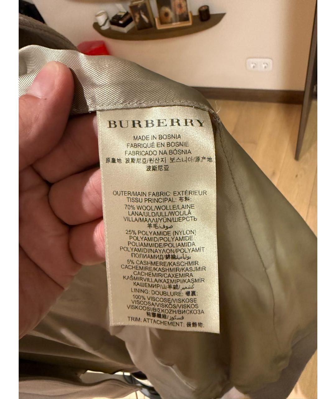 BURBERRY Бежевое шерстяное пальто, фото 6