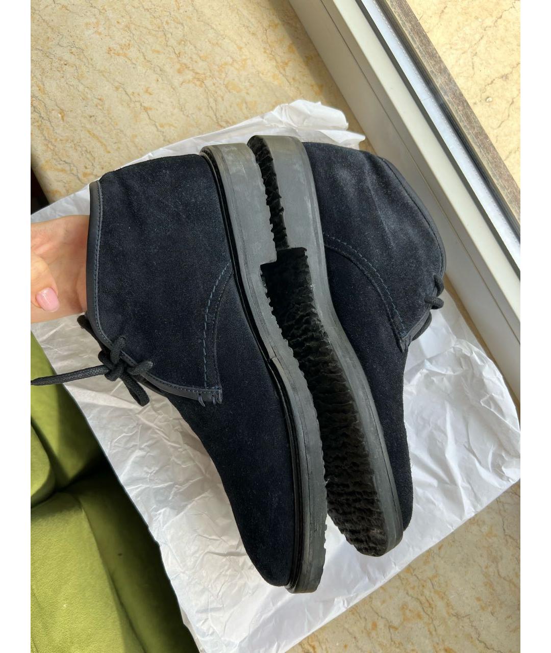 ERMENEGILDO ZEGNA XXX Темно-синие замшевые высокие ботинки, фото 7