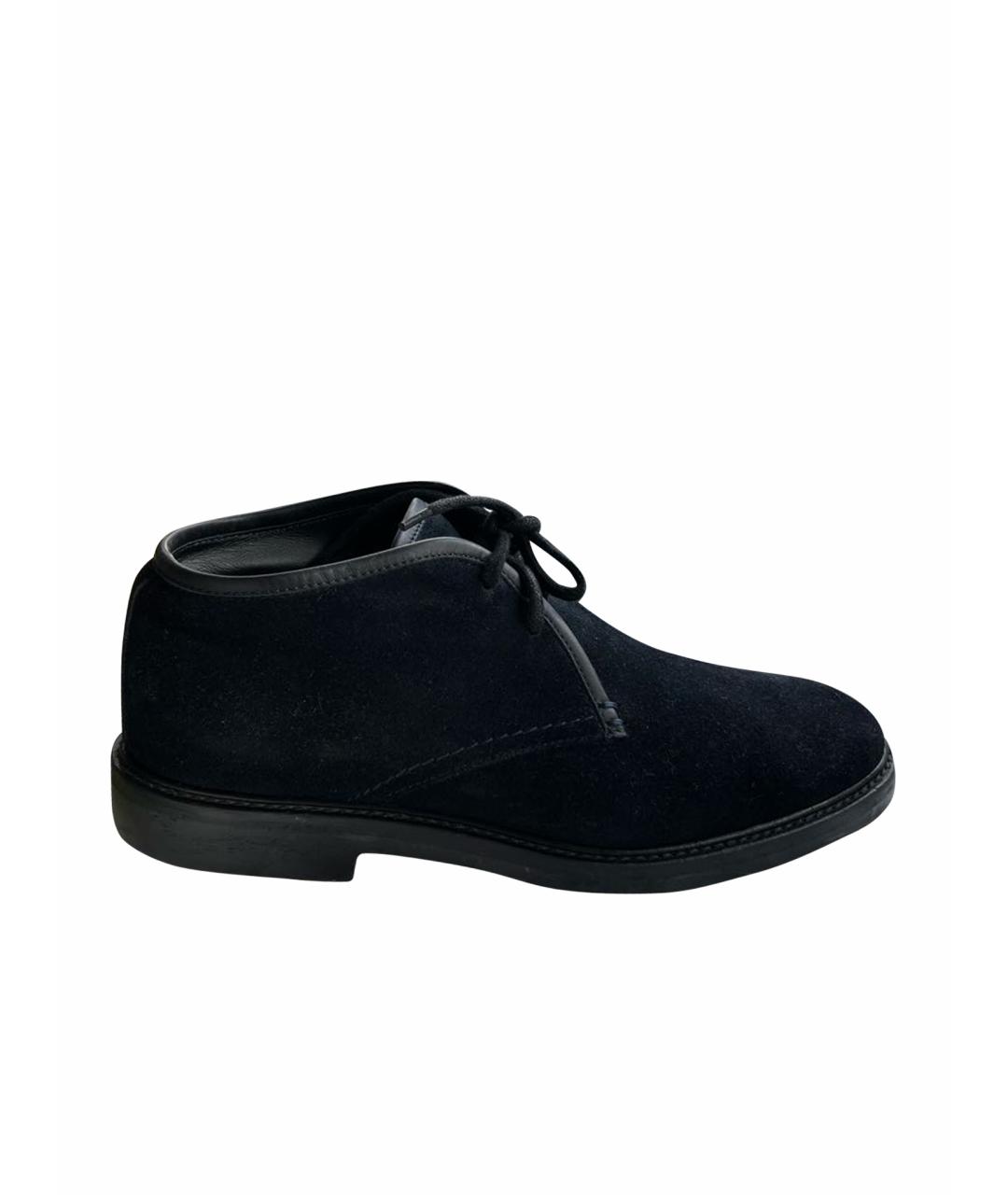 ERMENEGILDO ZEGNA XXX Темно-синие замшевые высокие ботинки, фото 1