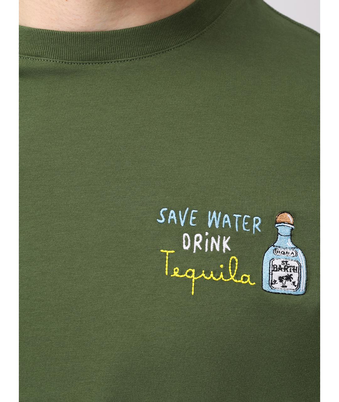 MC2 SAINT BARTH Зеленая хлопковая футболка, фото 4