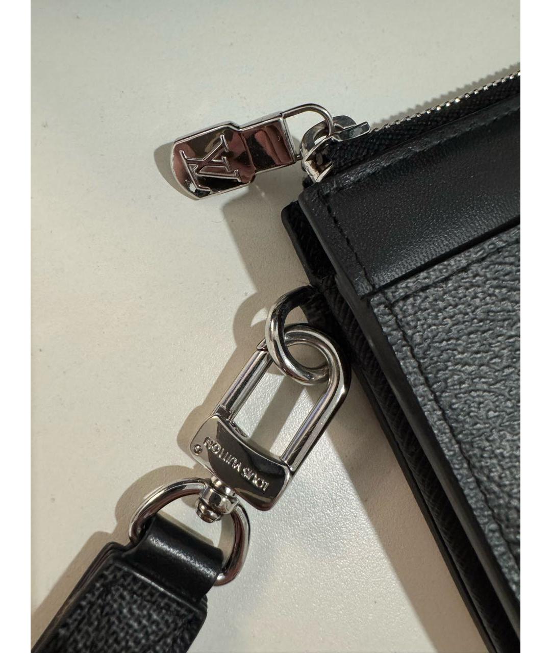 LOUIS VUITTON Антрацитовый кожаный кошелек, фото 5