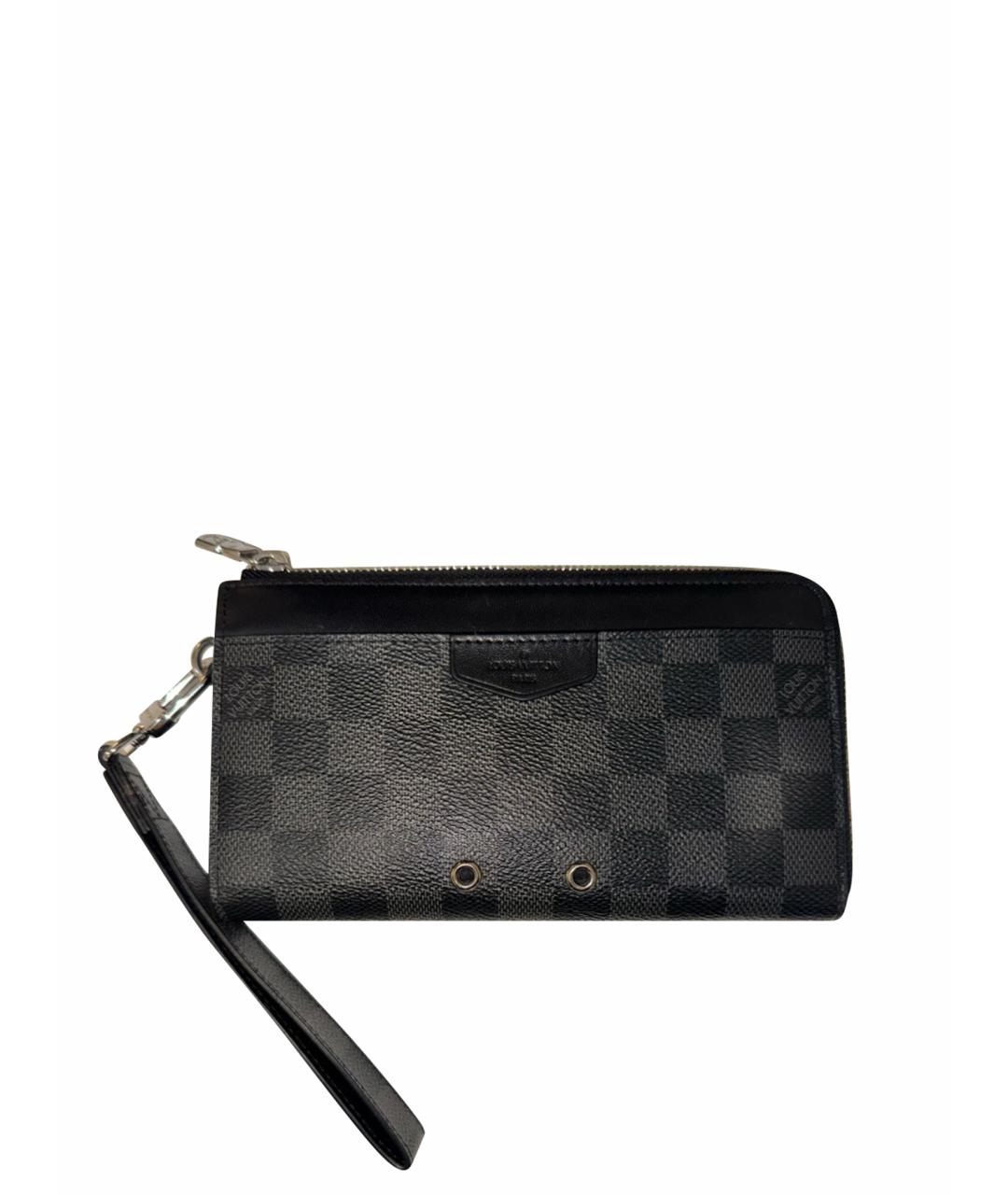 LOUIS VUITTON Антрацитовый кожаный кошелек, фото 1
