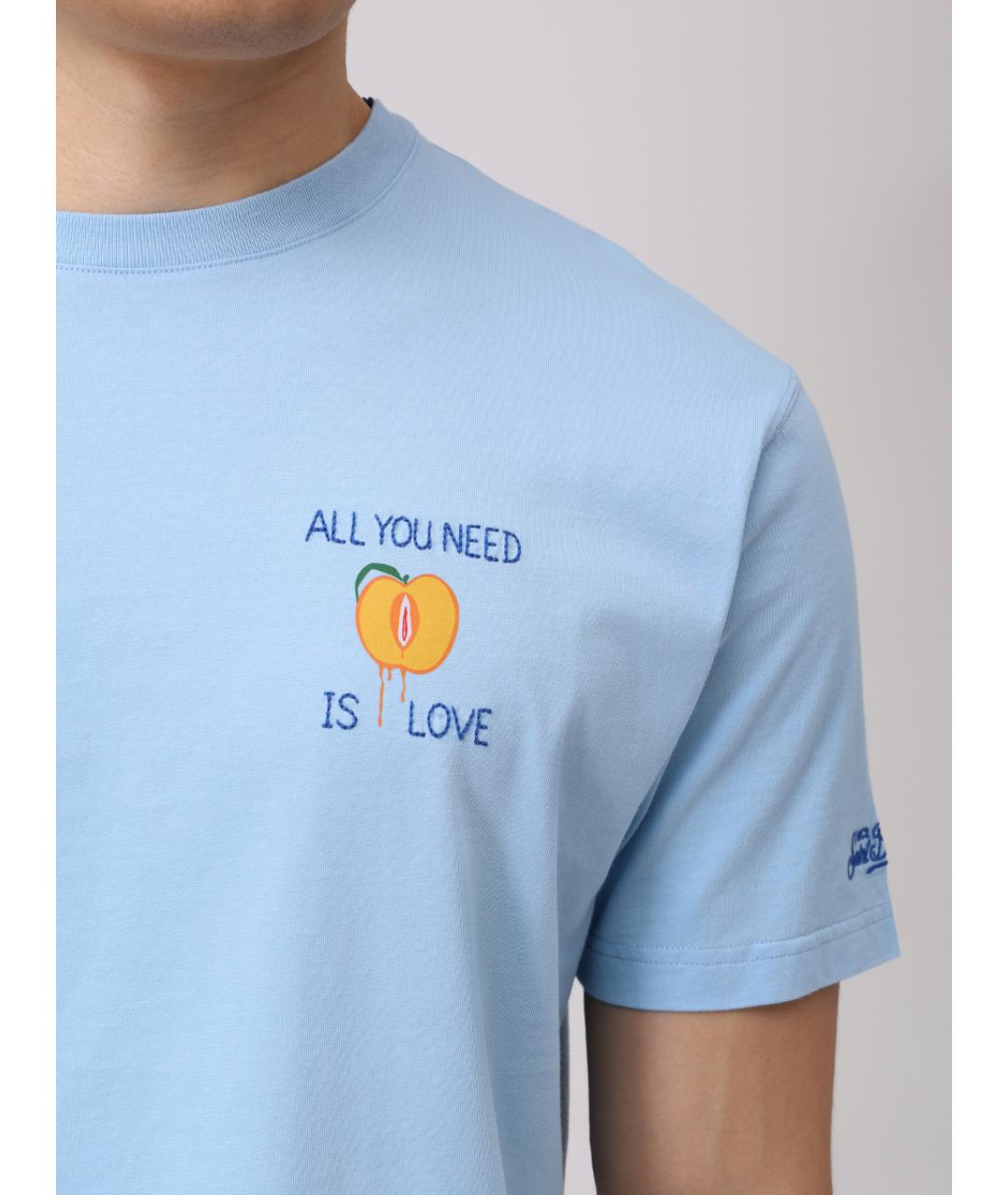 MC2 SAINT BARTH Голубая хлопковая футболка, фото 5