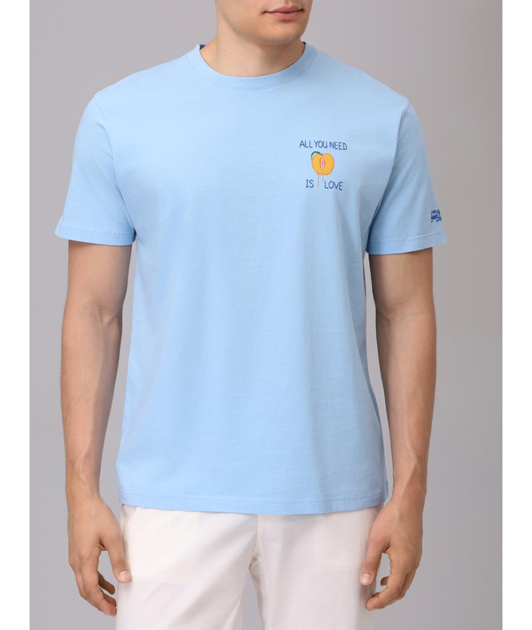 MC2 SAINT BARTH Голубая хлопковая футболка, фото 4