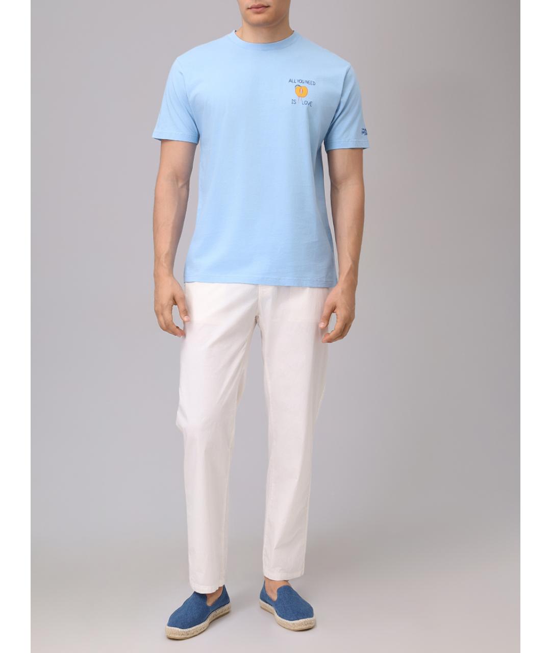 MC2 SAINT BARTH Голубая хлопковая футболка, фото 2