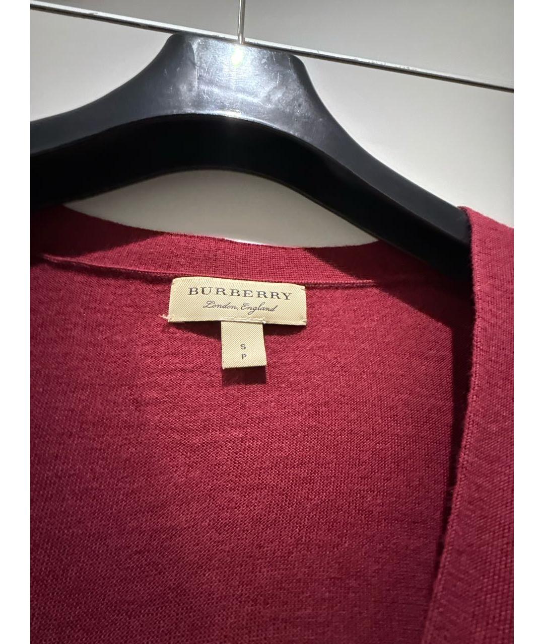 BURBERRY Бордовый шерстяной кардиган, фото 3