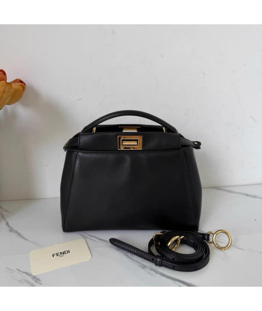 FENDI Черная кожаная сумка через плечо, фото 8