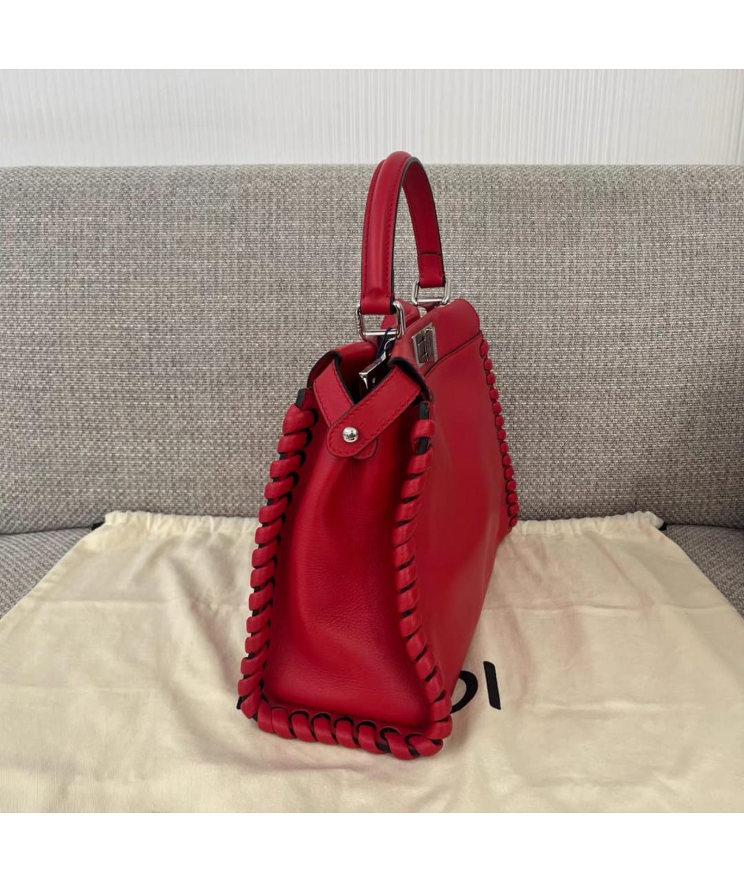 FENDI Красная кожаная сумка через плечо, фото 4