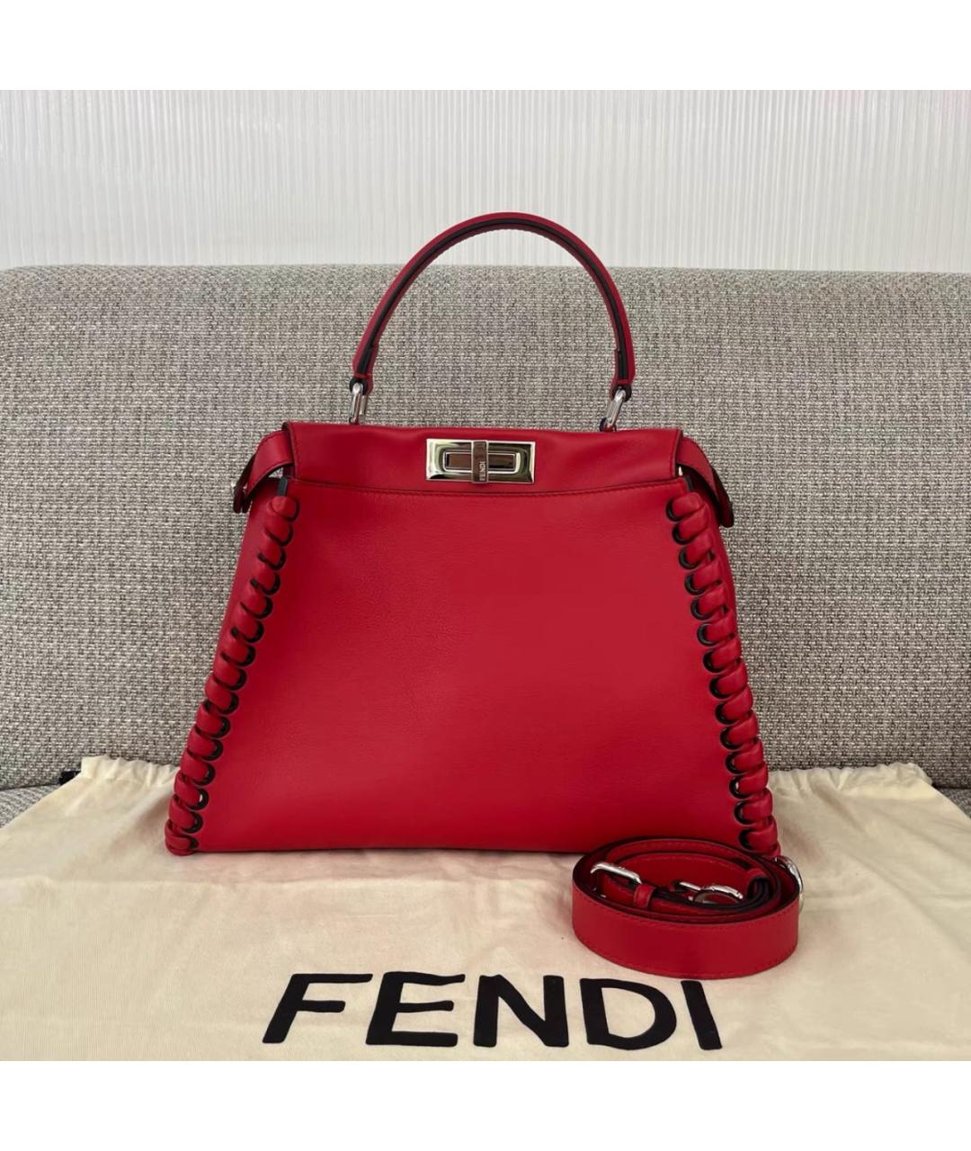 FENDI Красная кожаная сумка через плечо, фото 7