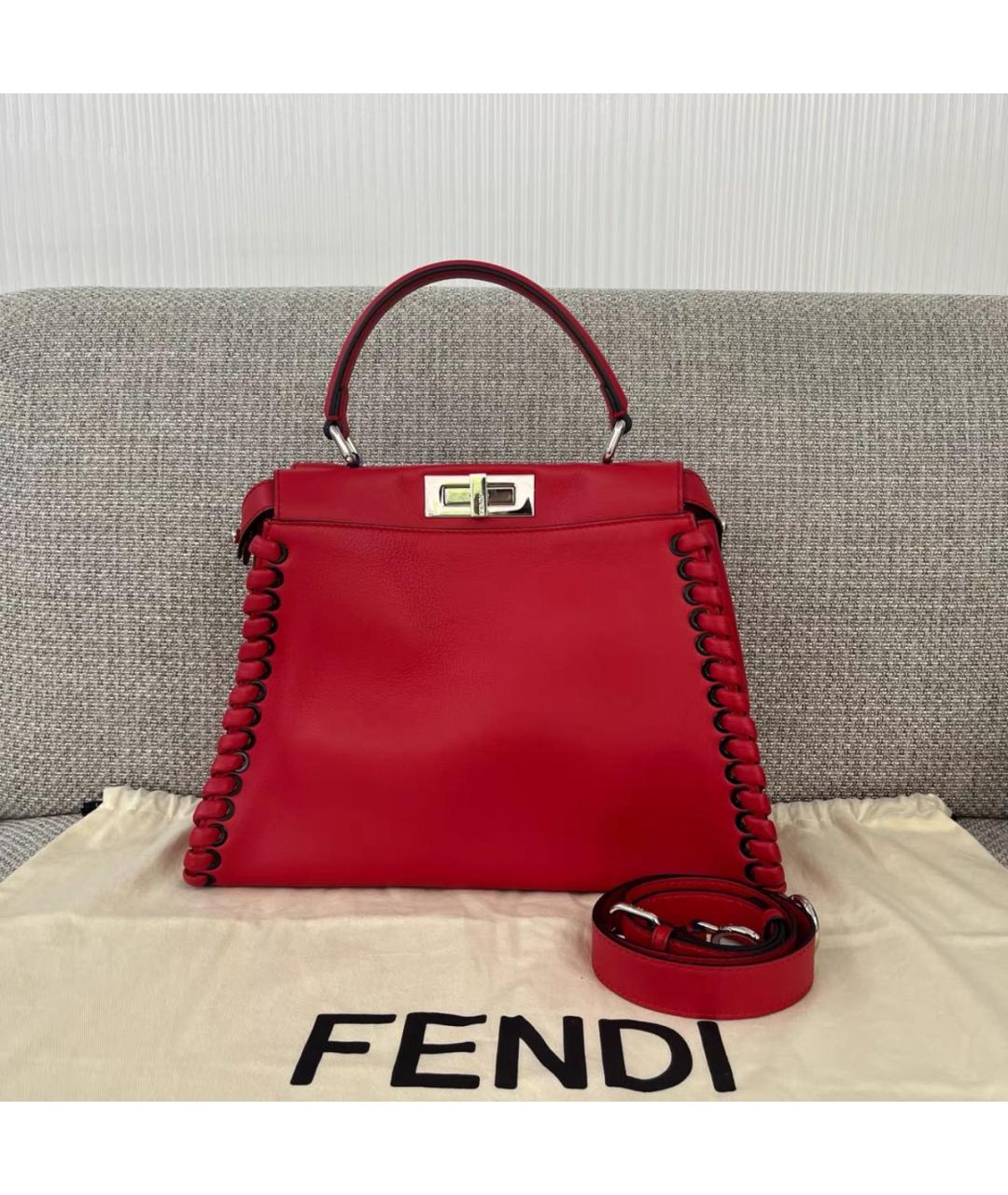 FENDI Красная кожаная сумка через плечо, фото 2