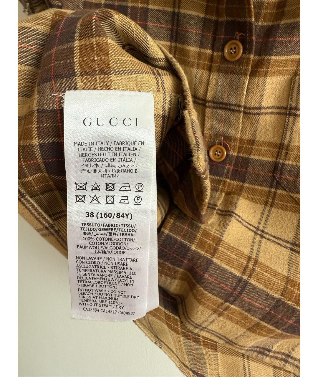 GUCCI Коричневая хлопковая рубашка, фото 4