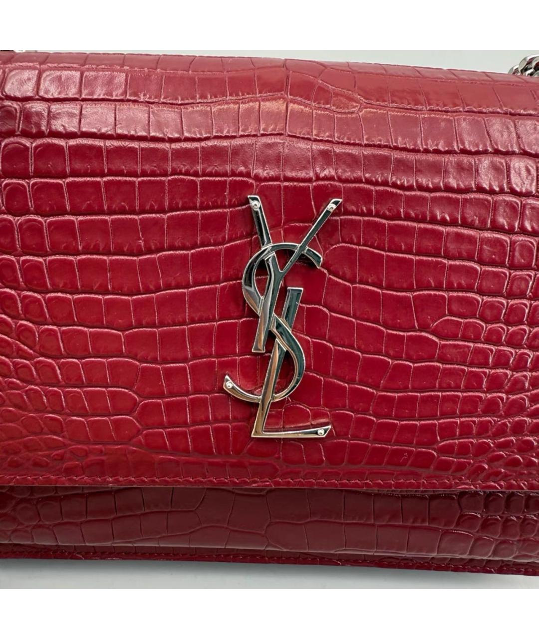 SAINT LAURENT Красная кожаная сумка через плечо, фото 6