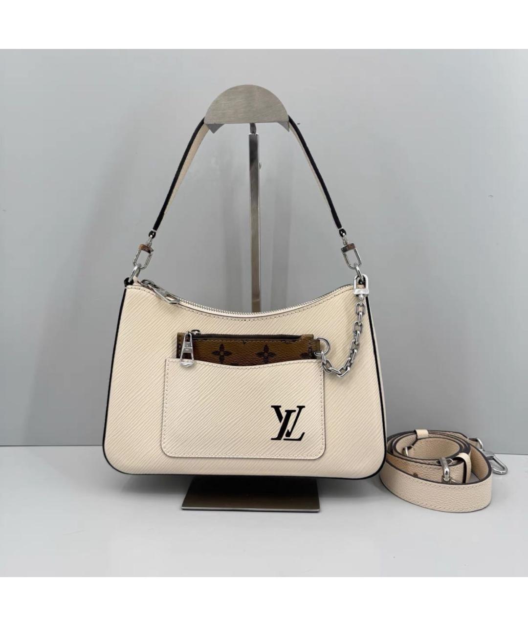 LOUIS VUITTON Белая кожаная сумка через плечо, фото 9