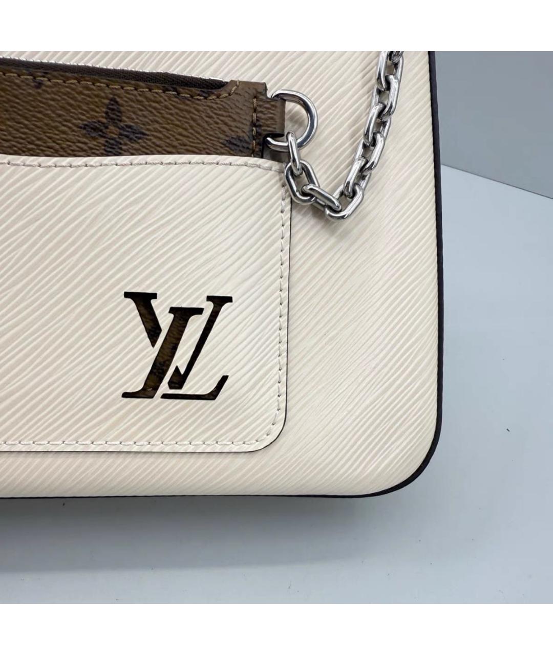 LOUIS VUITTON Белая кожаная сумка через плечо, фото 7