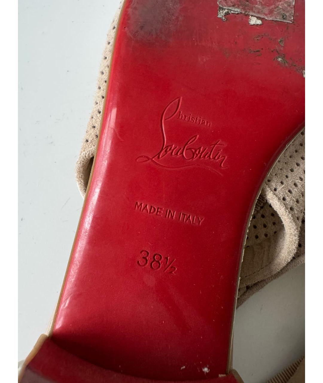 CHRISTIAN LOUBOUTIN Бежевые замшевые балетки, фото 7