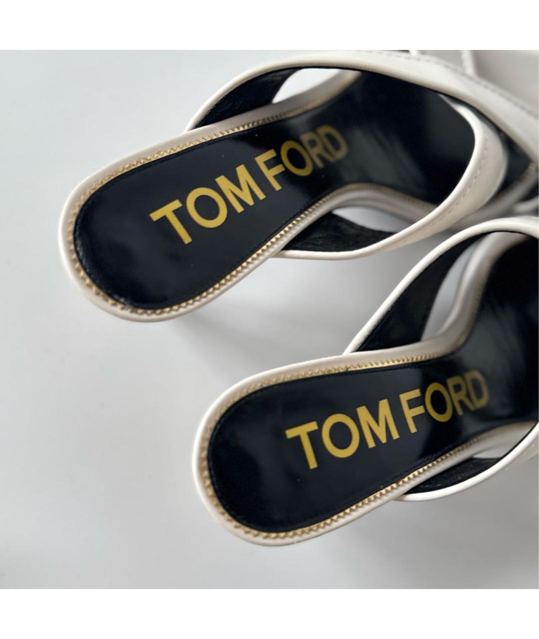 TOM FORD Белые кожаные мюли, фото 6