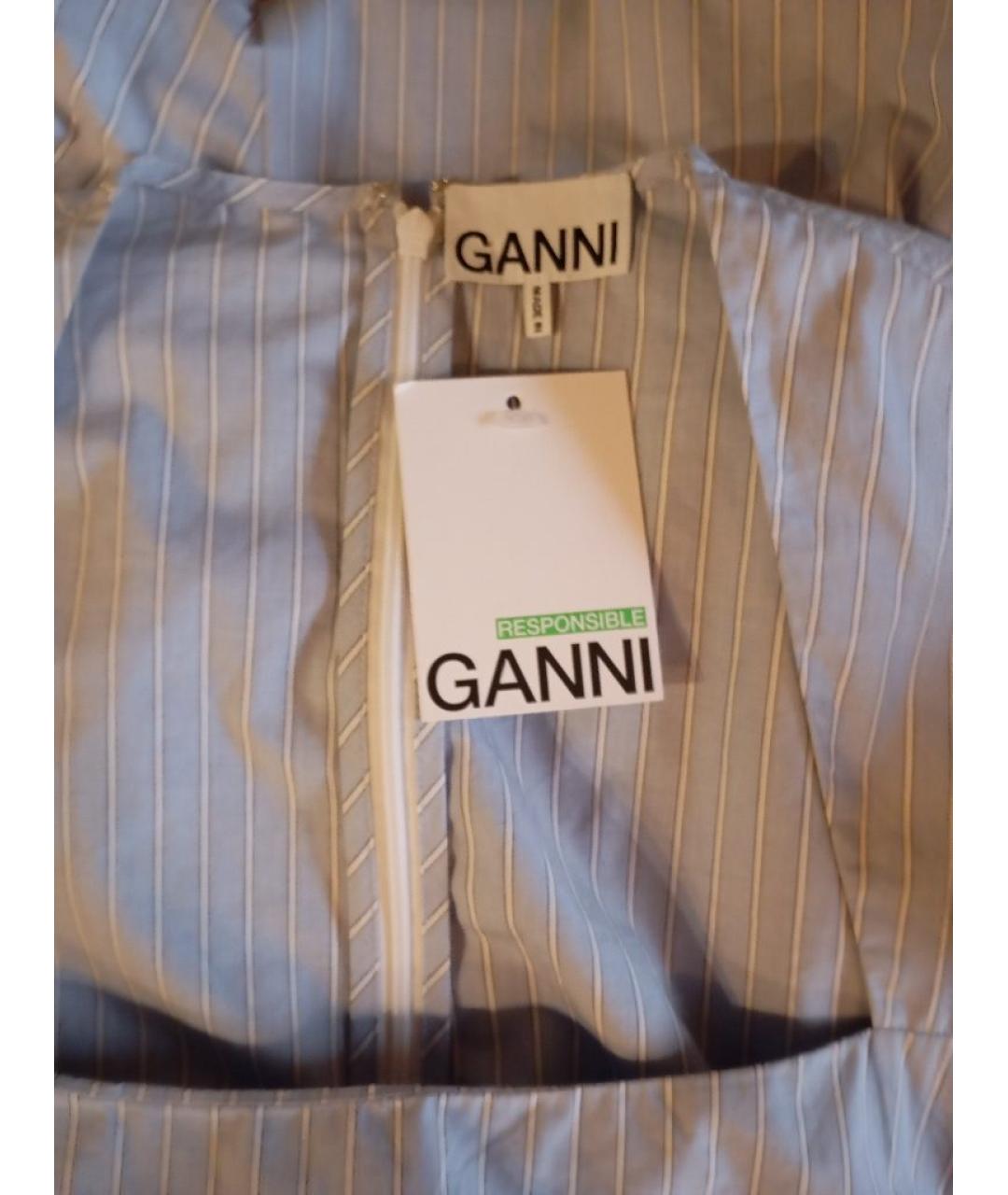 GANNI Голубое хлопковое повседневное платье, фото 4