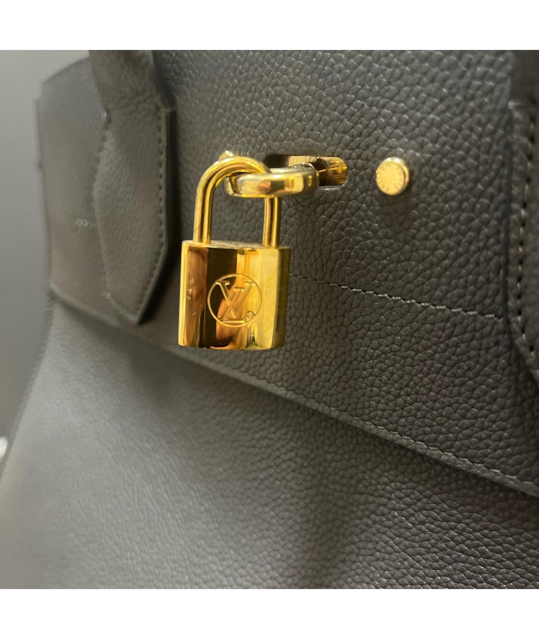 LOUIS VUITTON Серая кожаная сумка тоут, фото 6