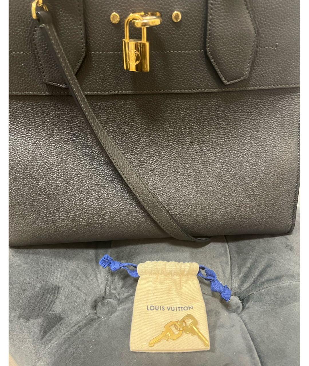 LOUIS VUITTON Серая кожаная сумка тоут, фото 8