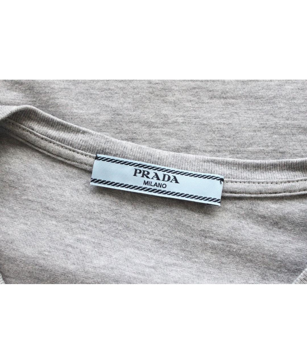 PRADA Серая хлопковая футболка, фото 4