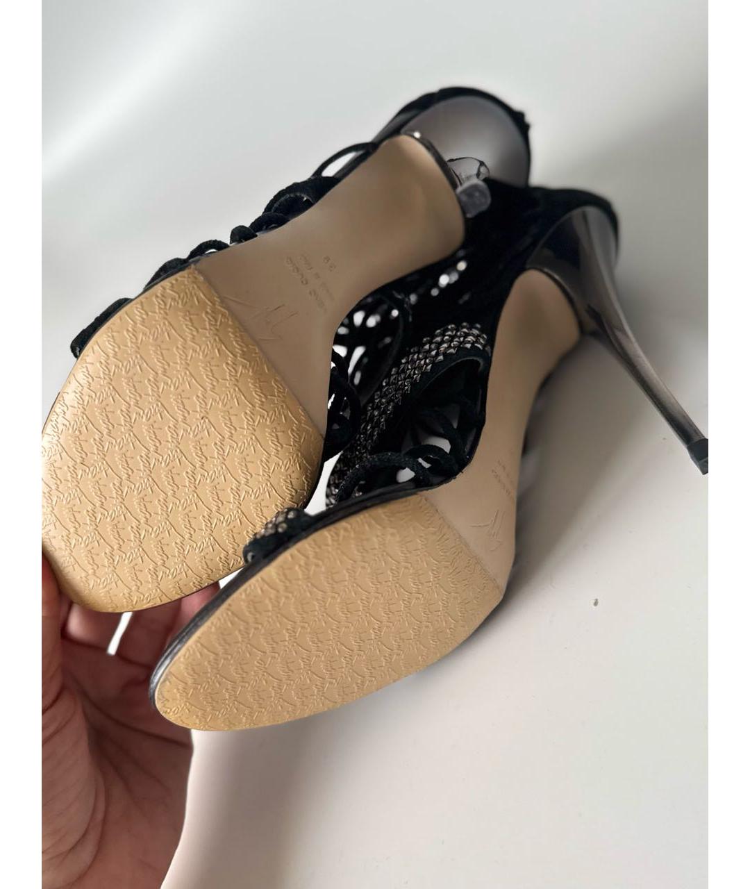 GIUSEPPE ZANOTTI DESIGN Черные замшевые босоножки, фото 6