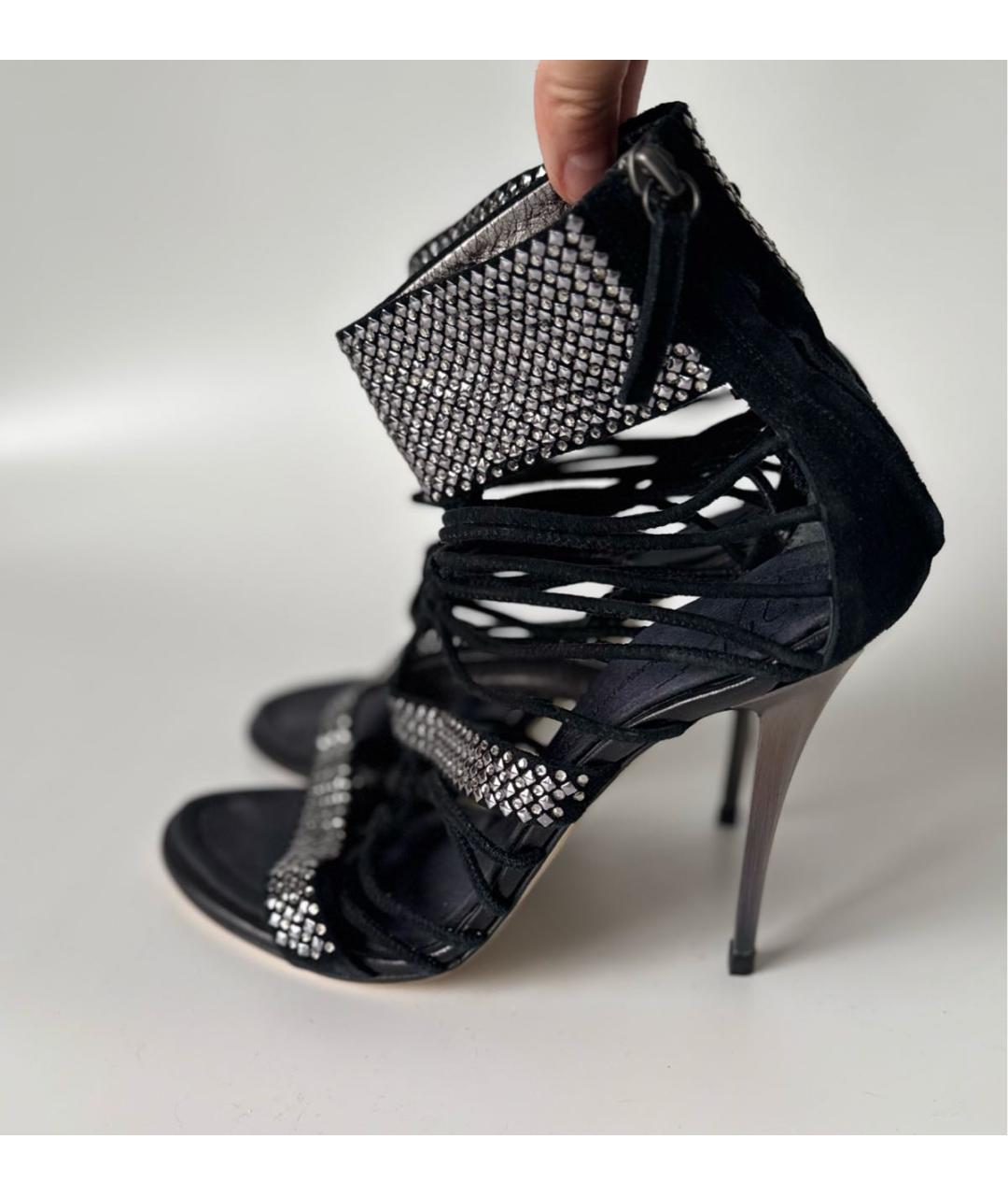 GIUSEPPE ZANOTTI DESIGN Черные замшевые босоножки, фото 2