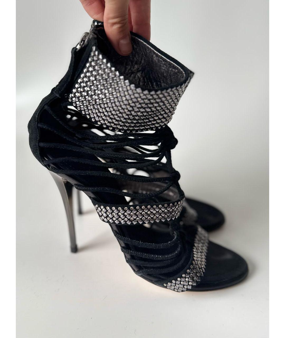 GIUSEPPE ZANOTTI DESIGN Черные замшевые босоножки, фото 8