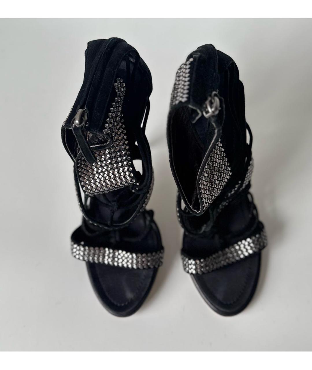 GIUSEPPE ZANOTTI DESIGN Черные замшевые босоножки, фото 4