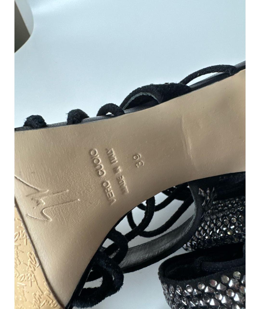 GIUSEPPE ZANOTTI DESIGN Черные замшевые босоножки, фото 7