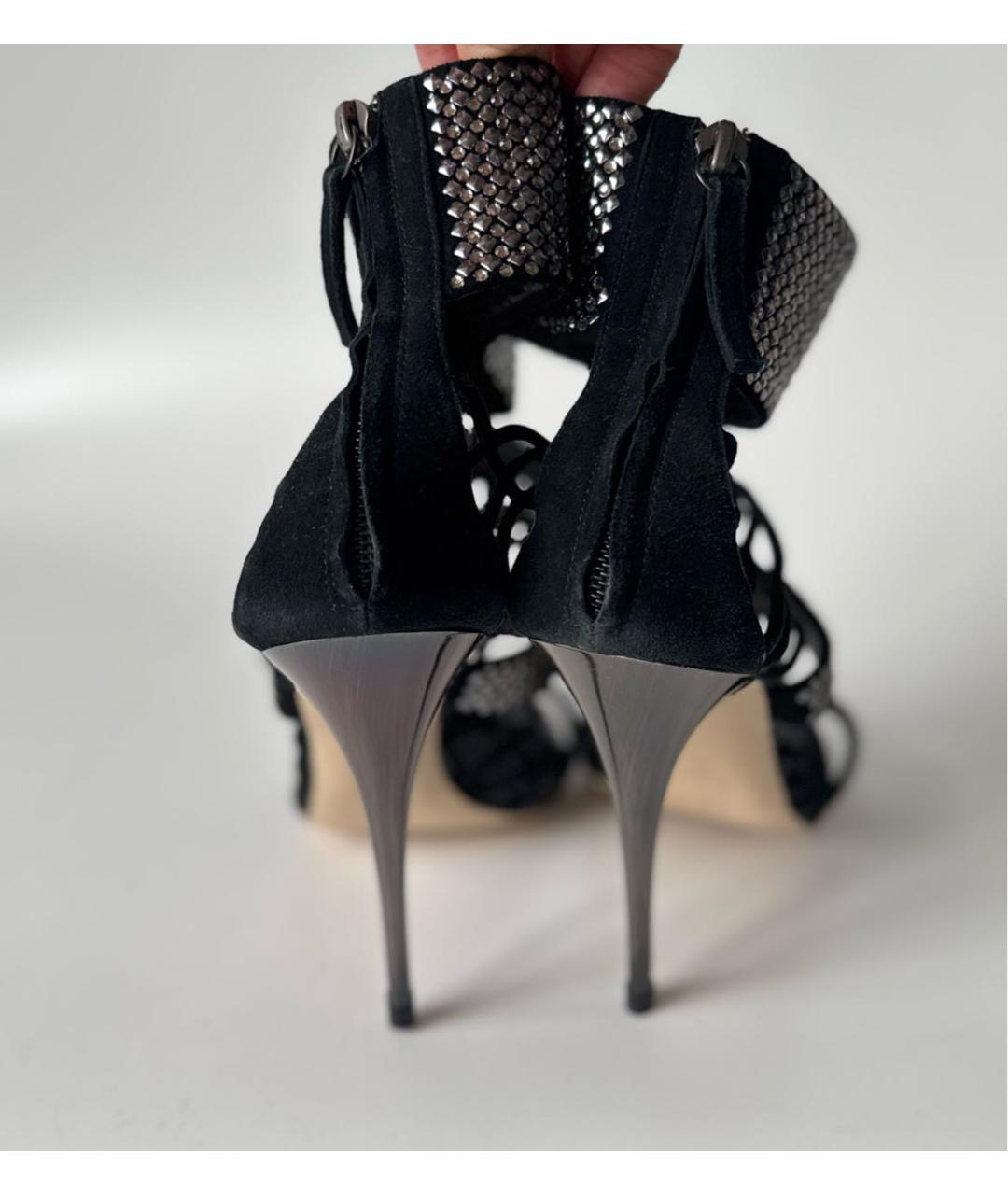 GIUSEPPE ZANOTTI DESIGN Черные замшевые босоножки, фото 5