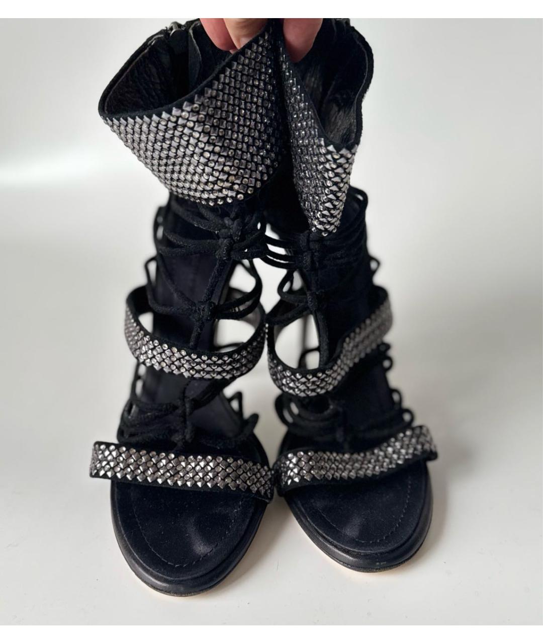 GIUSEPPE ZANOTTI DESIGN Черные замшевые босоножки, фото 3