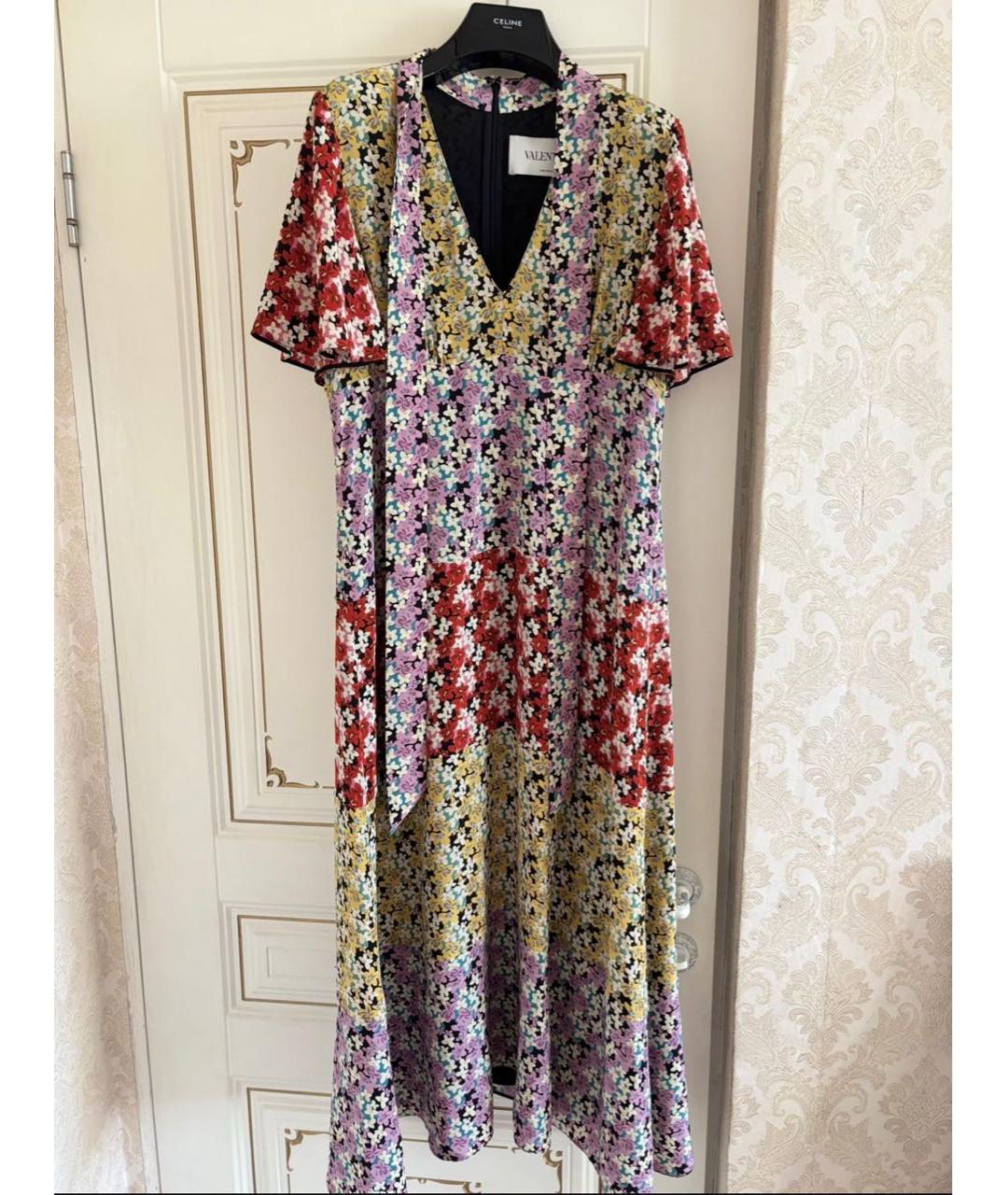 VALENTINO Мульти шелковое коктейльное платье, фото 5