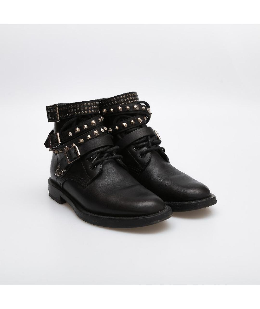 SAINT LAURENT Черные кожаные ботинки, фото 2