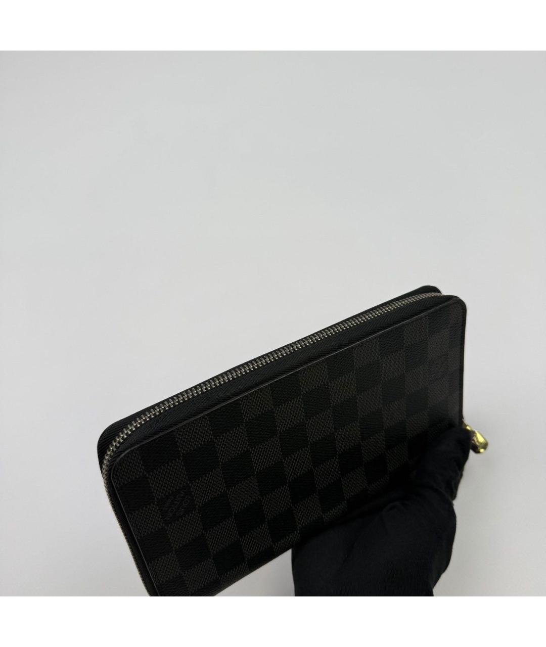LOUIS VUITTON Антрацитовый кожаный кошелек, фото 6