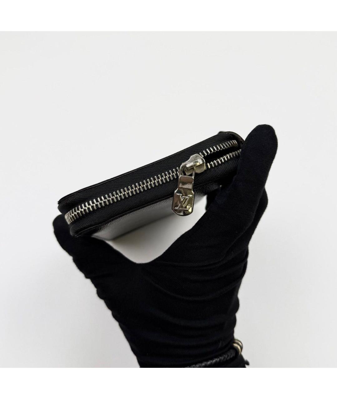 LOUIS VUITTON Антрацитовый кожаный кошелек, фото 4