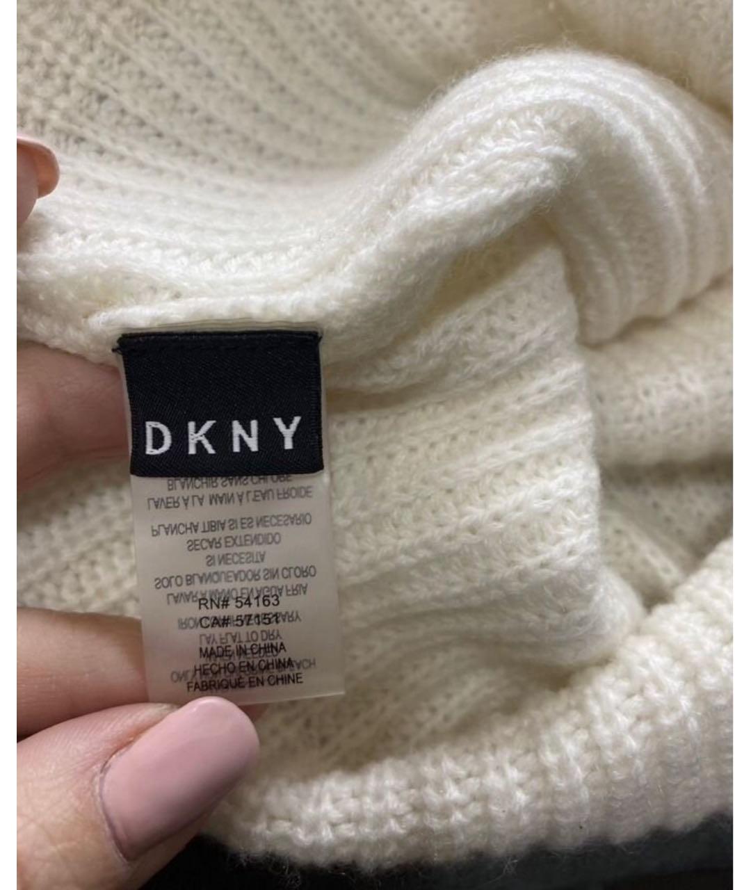 DKNY Белая кашемировая шапка, фото 3