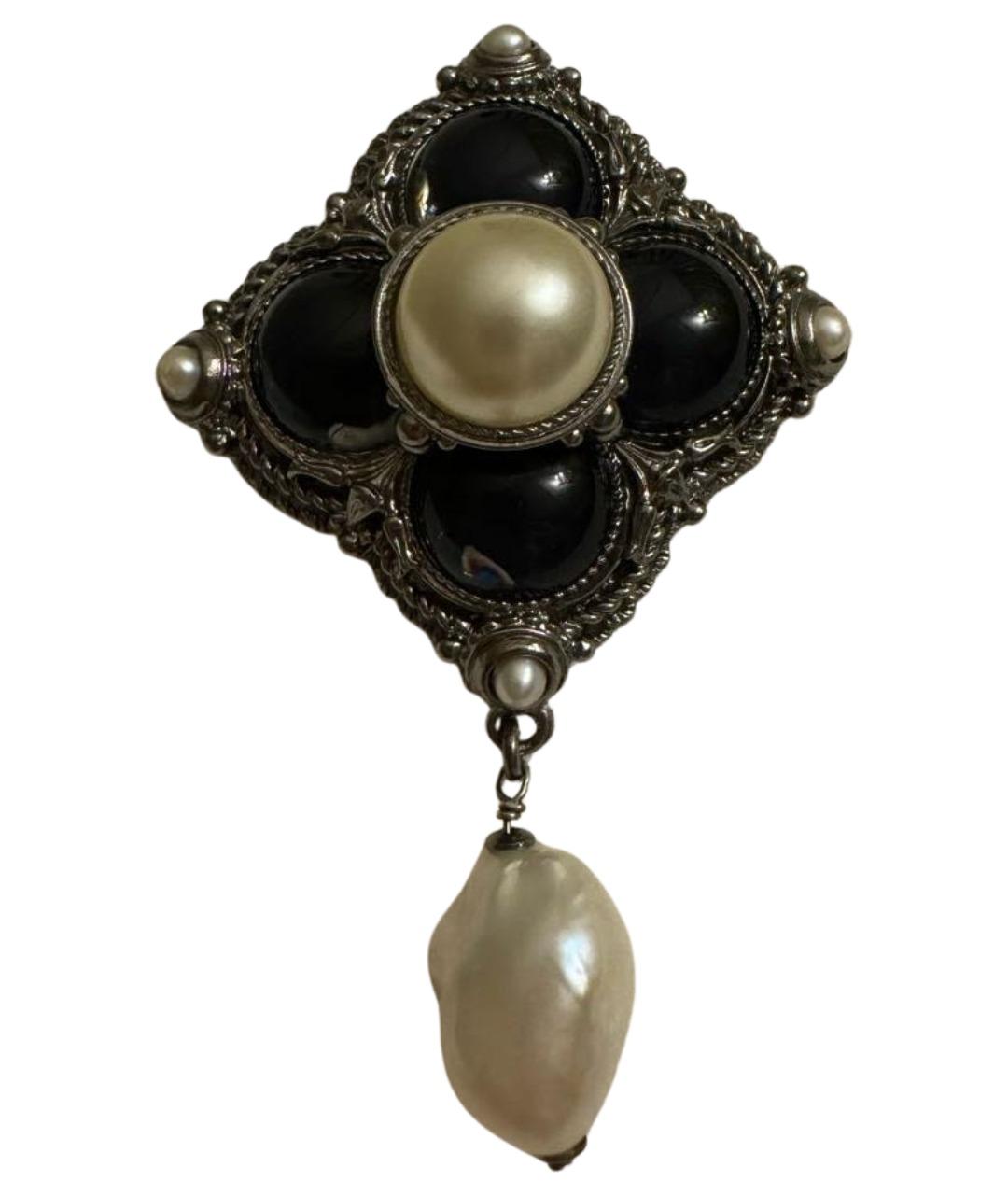 CHANEL Черная металлическая булавка / брошь, фото 1