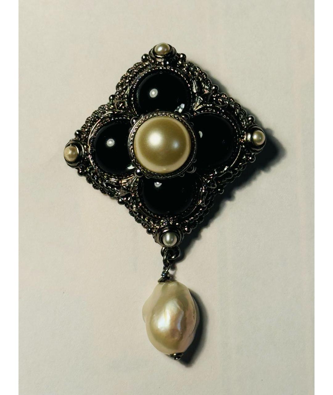 CHANEL Черная металлическая булавка / брошь, фото 4