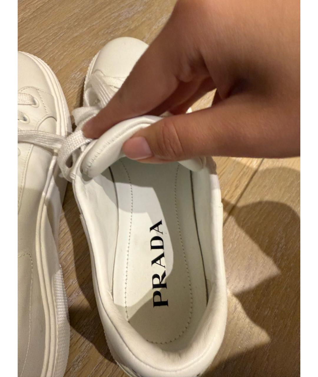 PRADA Белые кожаные кеды, фото 7