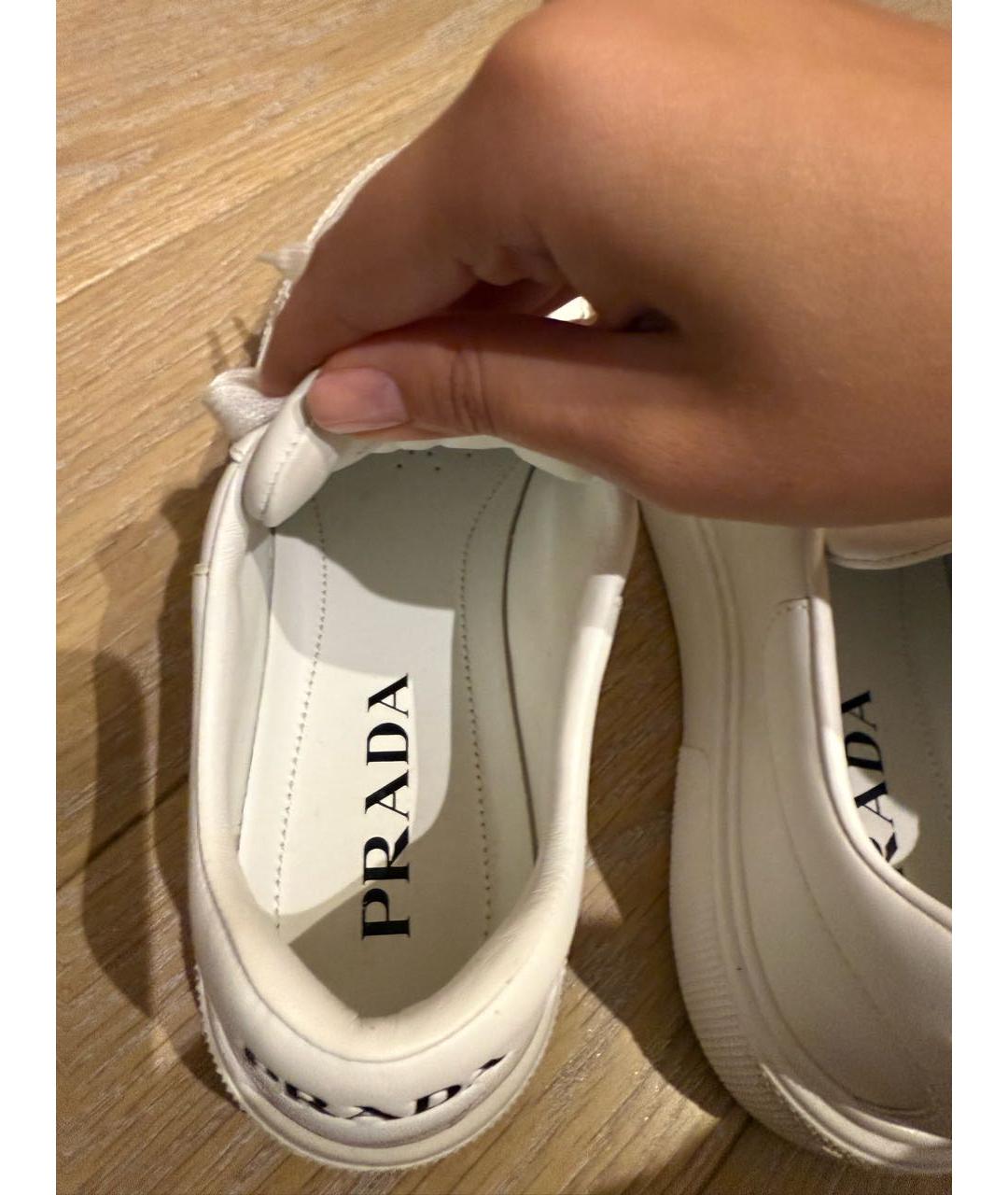 PRADA Белые кожаные кеды, фото 8