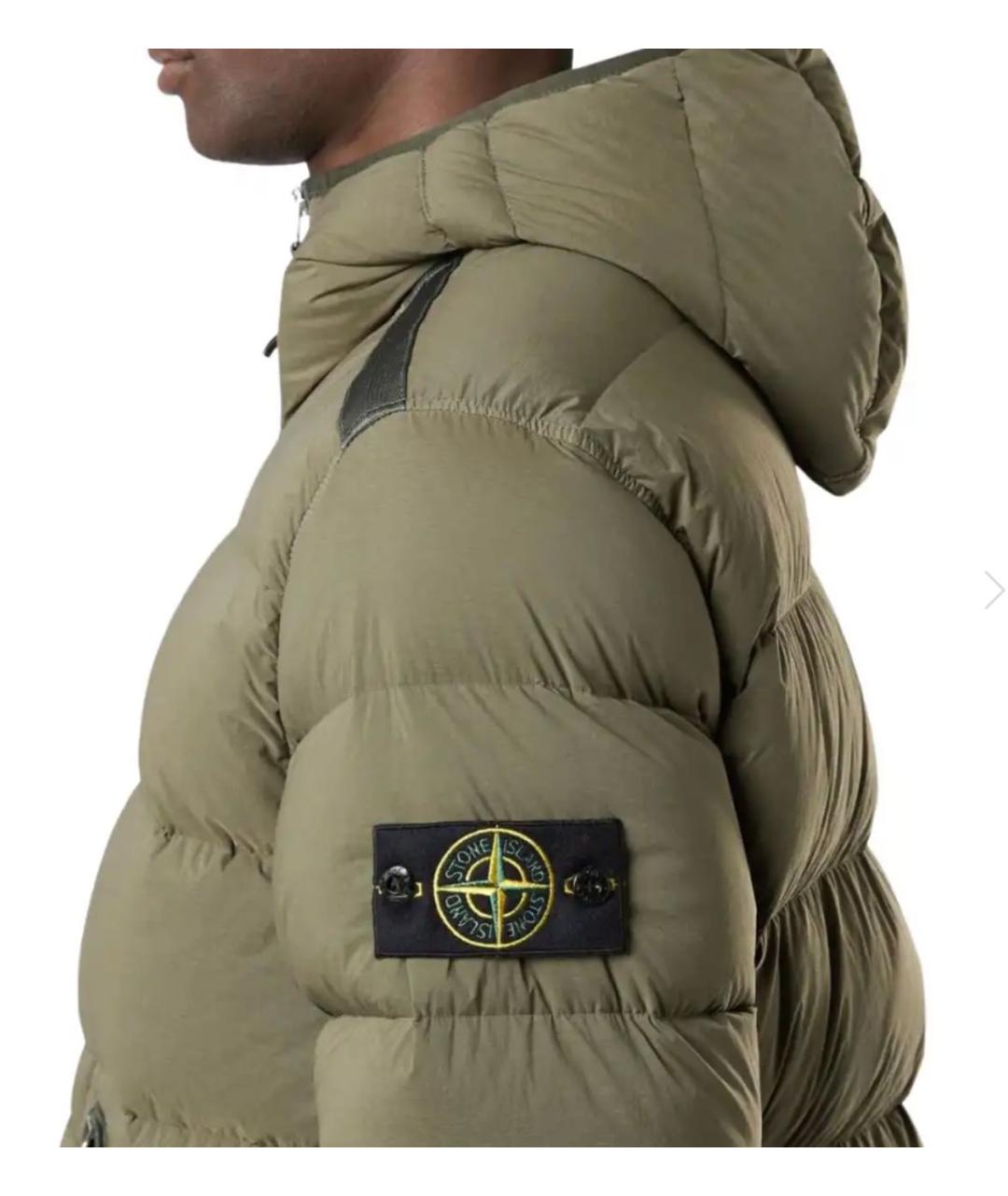 STONE ISLAND Хаки полиамидовый пуховик, фото 4