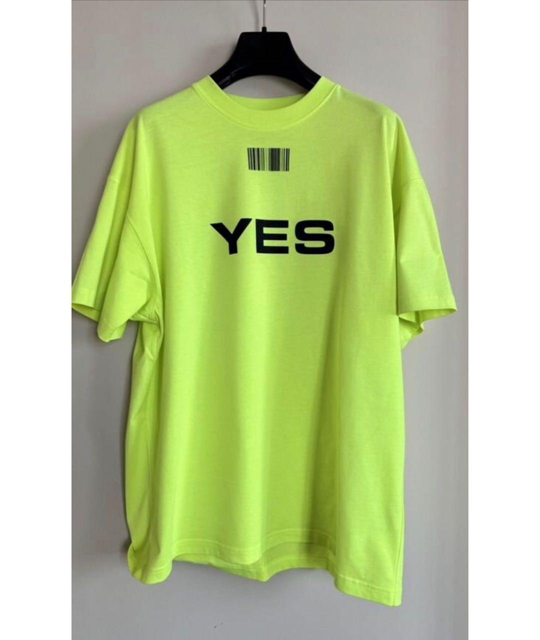 VETEMENTS Желтая хлопковая футболка, фото 5